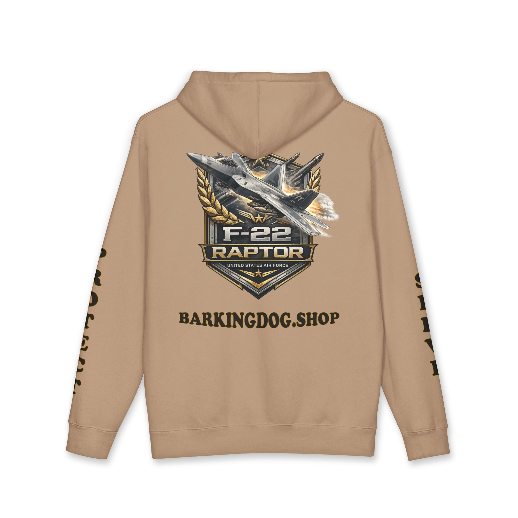F-22 Raptor Jet Hoodie — Barking Dog 'Wag On' Military Air Force Tribute