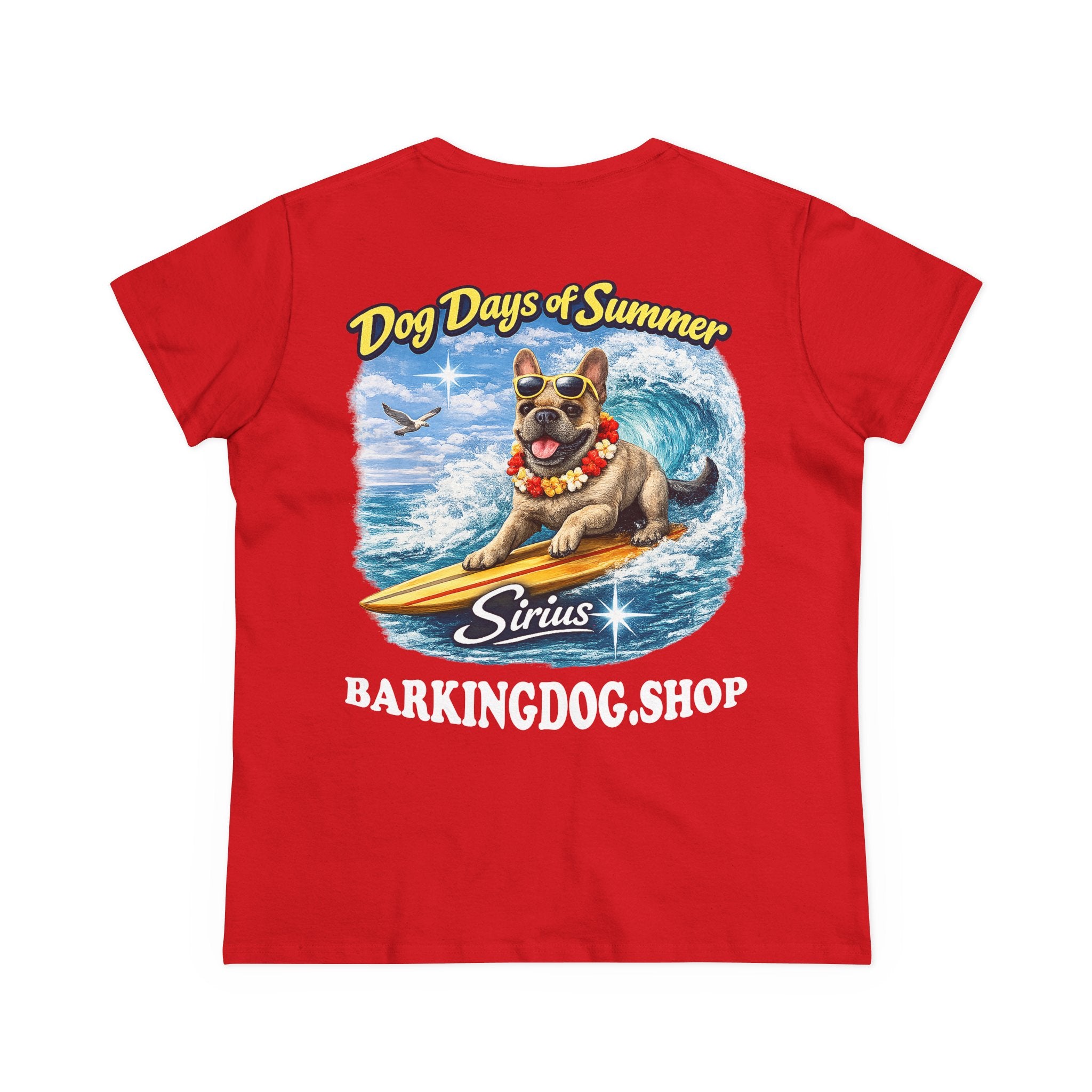 French Bull Dog Surfboard T-Shirt Wag On™ Dog Days of Summer