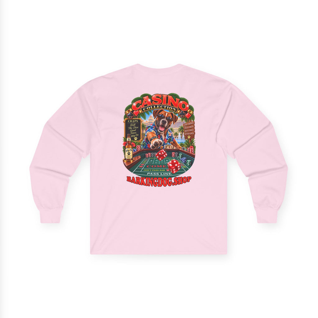 Boxer Craps Long Sleeve T Shirt Casino Collection Vintage Casino Dog Graphic Tee Wag On BarkingDog Shop