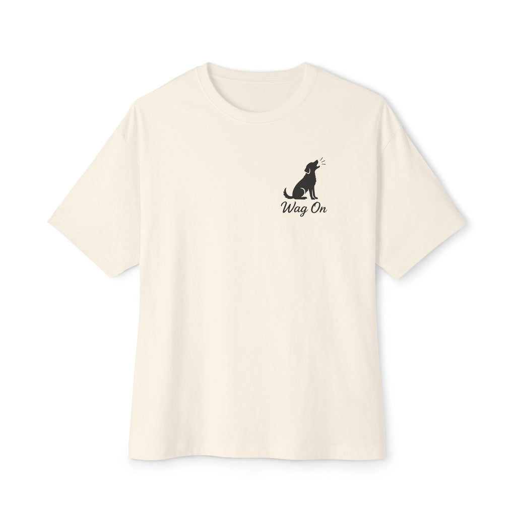 Dog Mama Boxy Tee - "Wag On Barking Dog" Minimalist Graphic T-Shirt