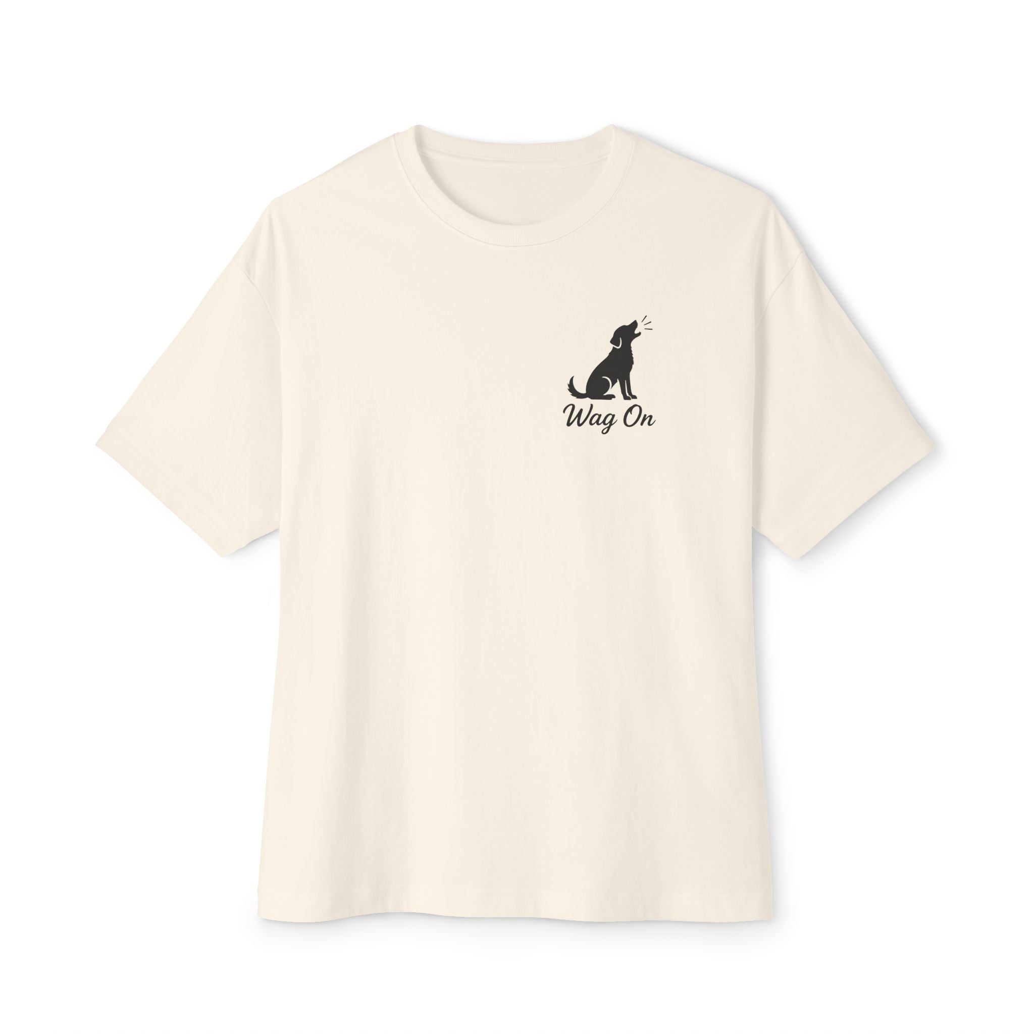 Dog Mama Boxy Tee - "Wag On Barking Dog" Minimalist Graphic T-Shirt