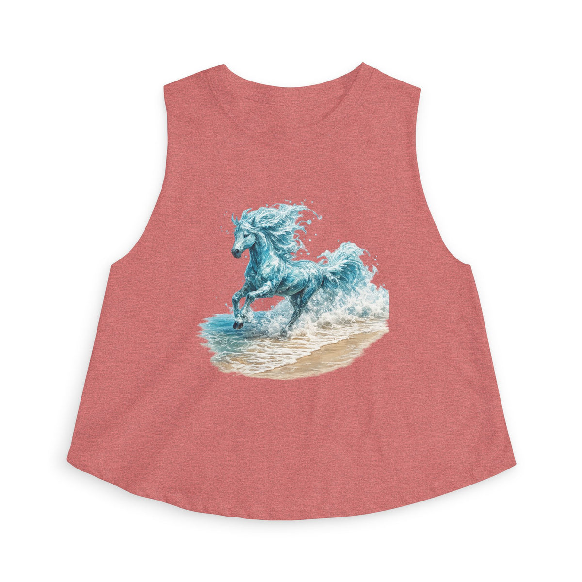 Waterhorse Beach Crop Top — Wave Unicorn Graphic Women's Summer Tank