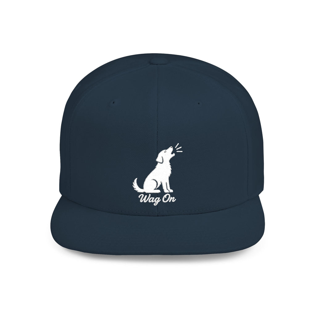 Copy of Wag On Snapback Hat — Embroidered Howling Dog Flat Bill Cap