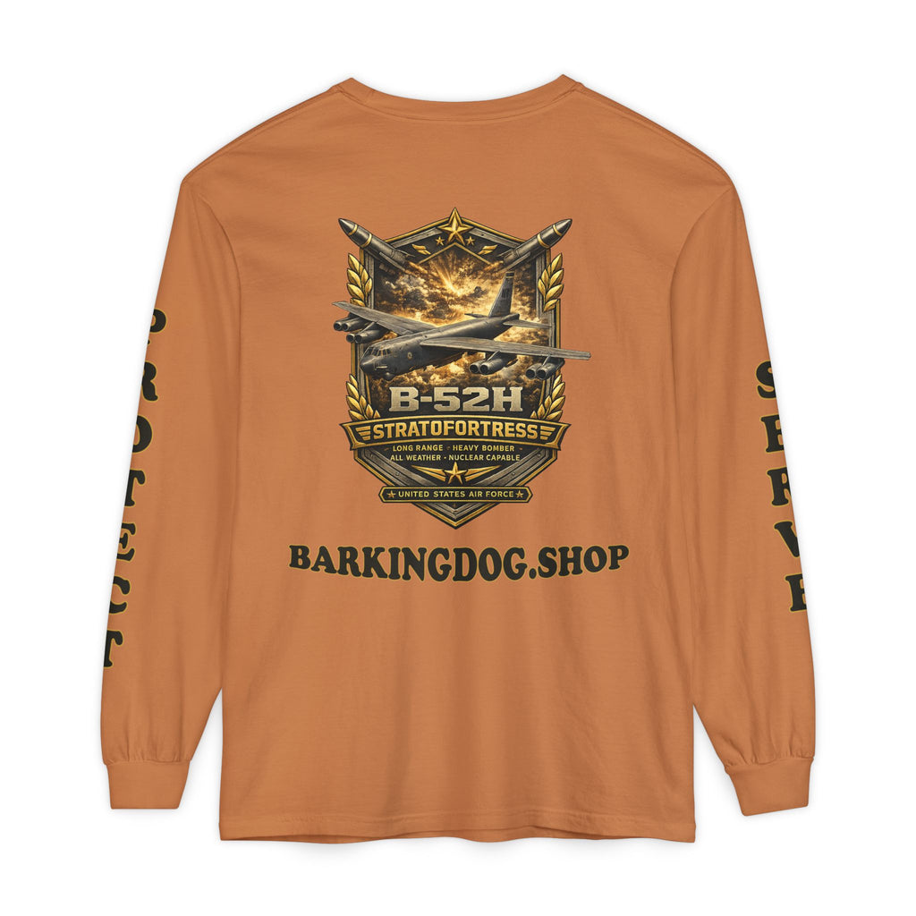 B-52H Stratofortress Long Sleeve Tee — Barking Dog 'Wag On' Military Air Force Tribute