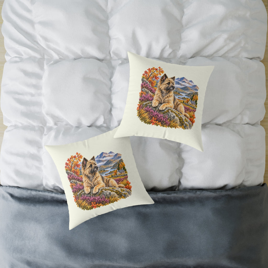 Cairn Terrier Scottish Highlands Autumn Throw Pillow Ivory Home Decor Collection Scenic Dog Decor BarkingDog Shop