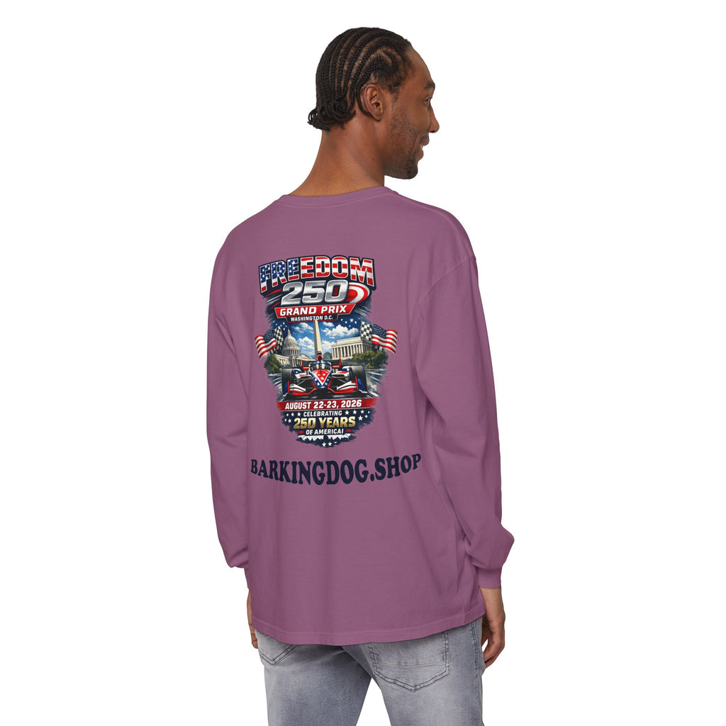 Freedom 250 Grand Prix Long Sleeve T-Shirt — "Wag On" Dog Rally Race Tee