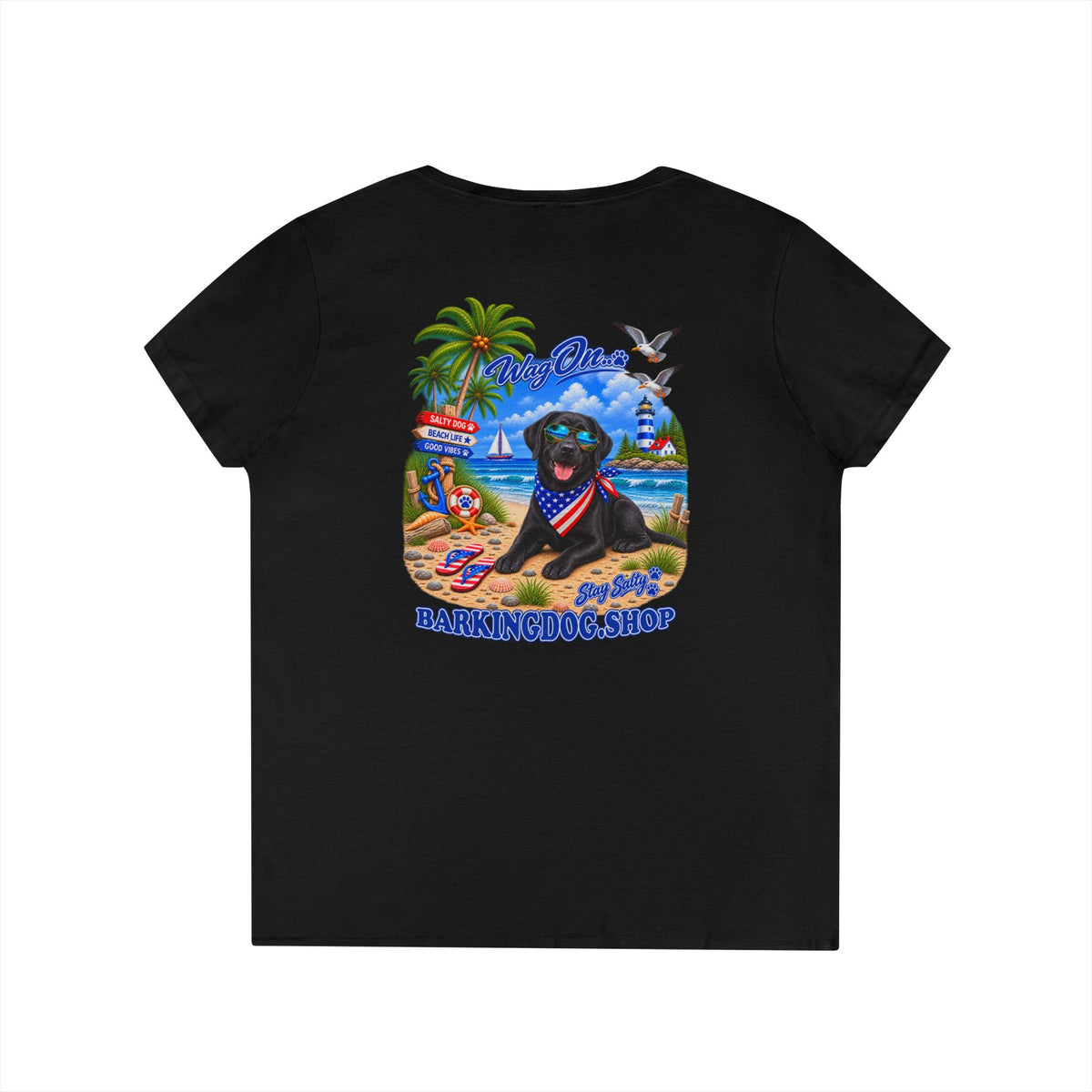 Black Labrador Stay Salty T Shirt Beach Collection Salty Pup Beach Life Graphic Tee Wag On BarkingDog Shop