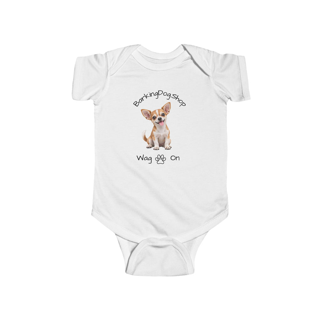 Chihuahua Puppy Infant Bodysuit Babies and Puppies Collection Wag On Baby Onesie BarkingDog Shop