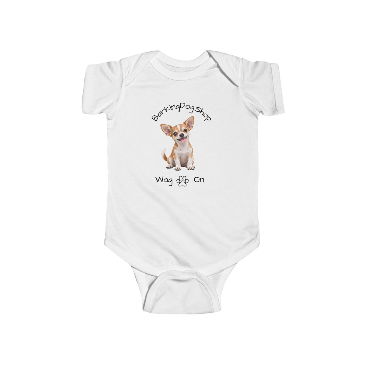 Chihuahua Puppy Infant Bodysuit Babies and Puppies Collection Wag On Baby Onesie BarkingDog Shop