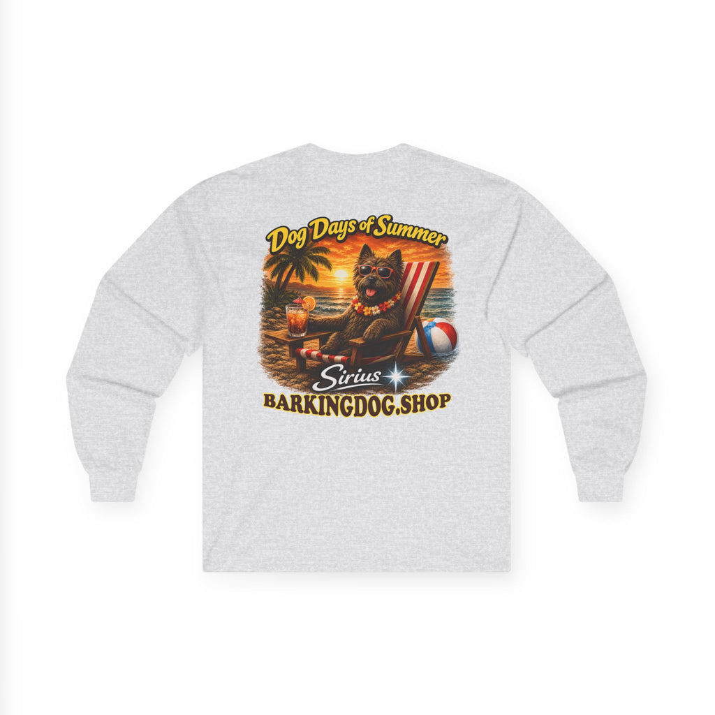 Cairn Terrier Dog Days of Summer Beach Chair Long Sleeve T Shirt Beach Collection Relaxing Dog Graphic Tee Wag On BarkingDog Shop