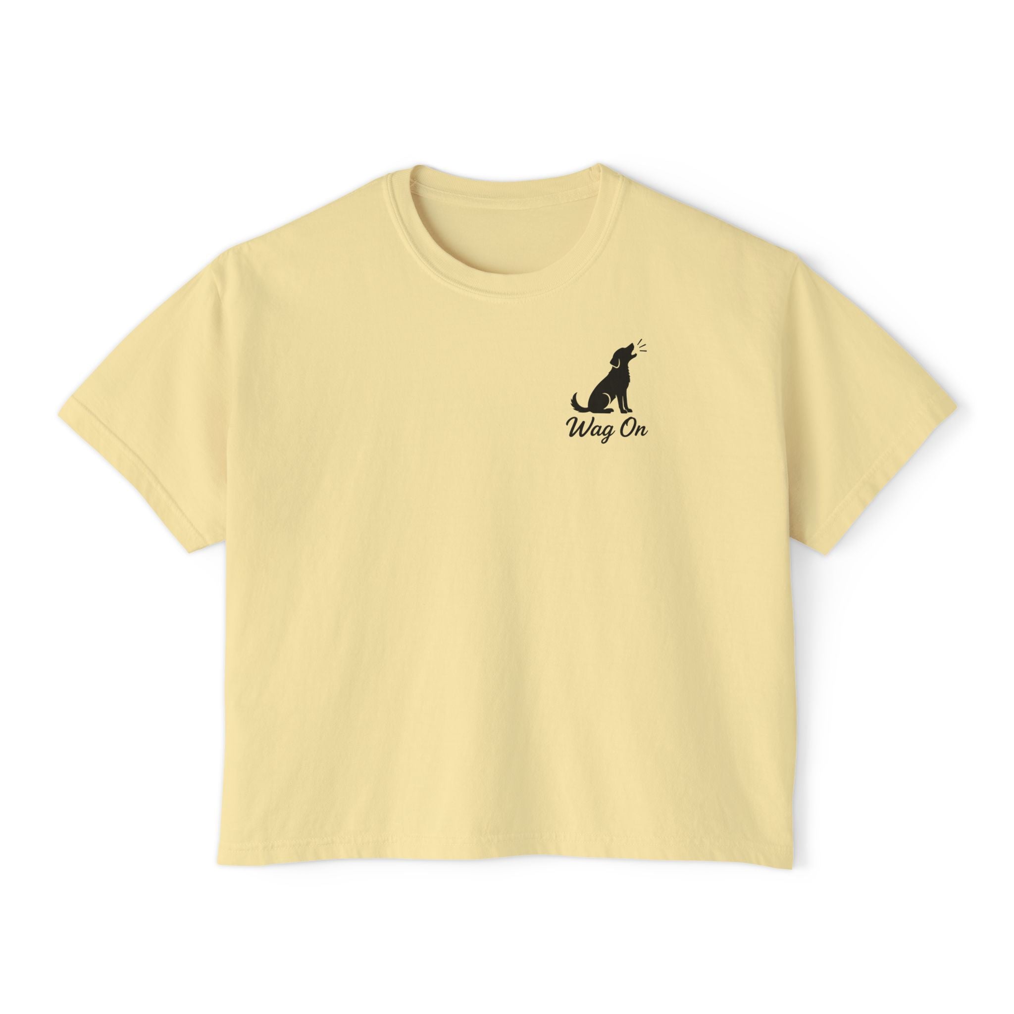 Boxy Tee — "Wag On" Dog Lovers Cropped T‑Shirt (Retired & Out of Control Design)