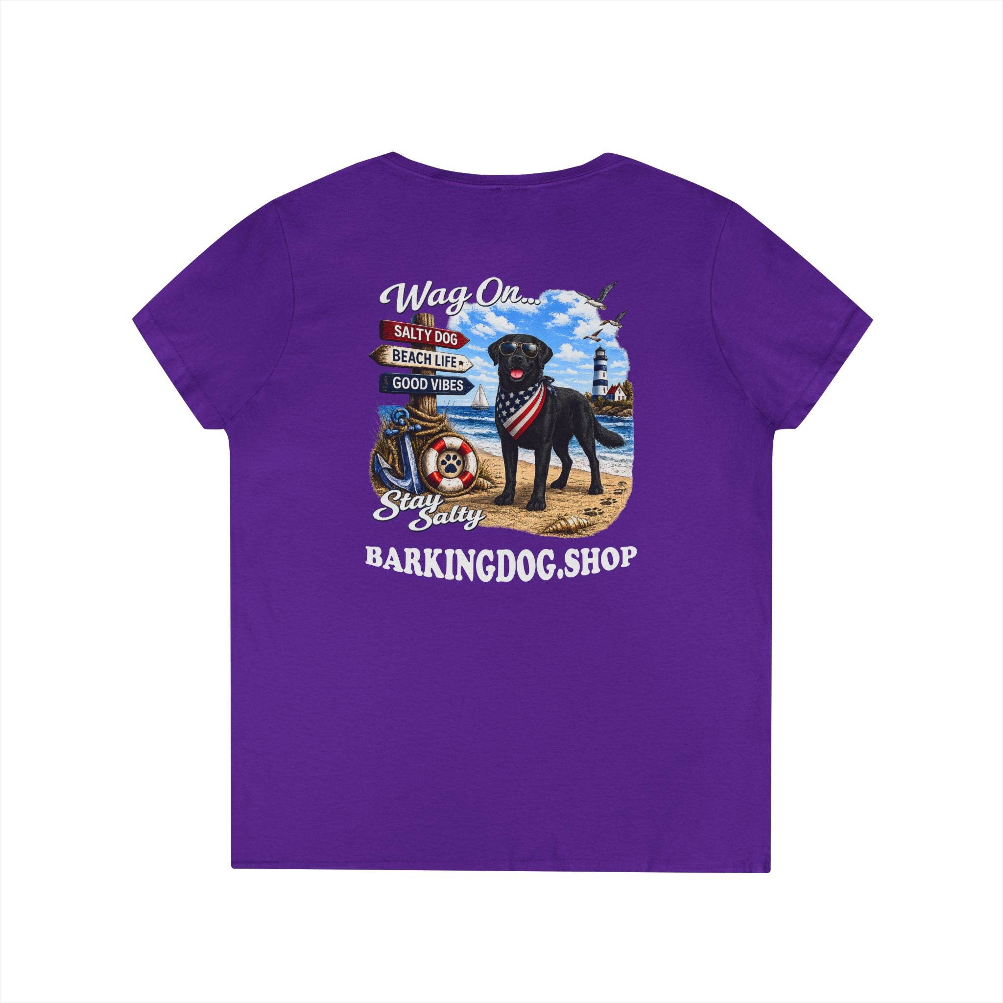 Black Lab Dog Beach T Shirt Wag On™ Stay Salty