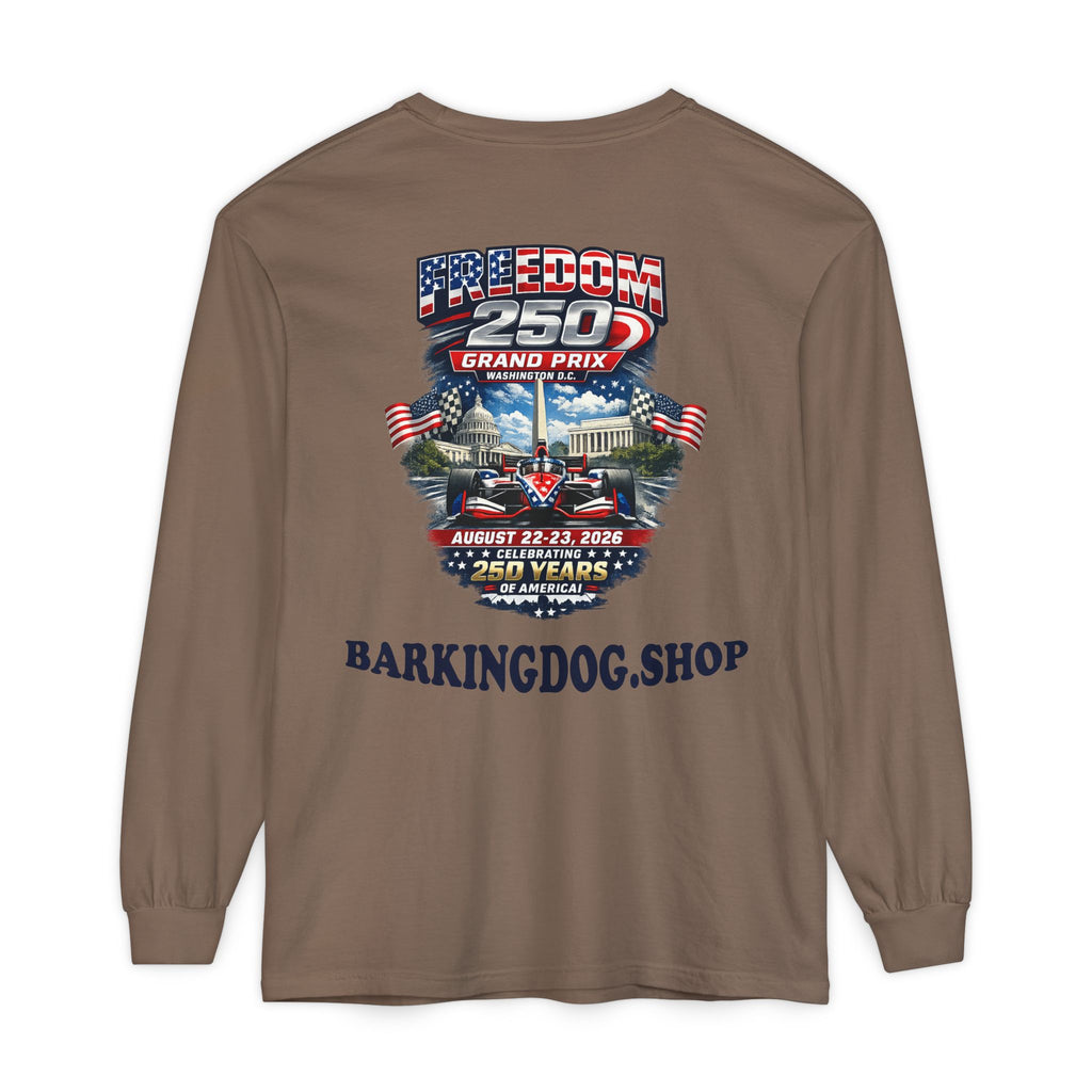 Freedom 250 Grand Prix Long Sleeve T-Shirt — "Wag On" Dog Rally Race Tee