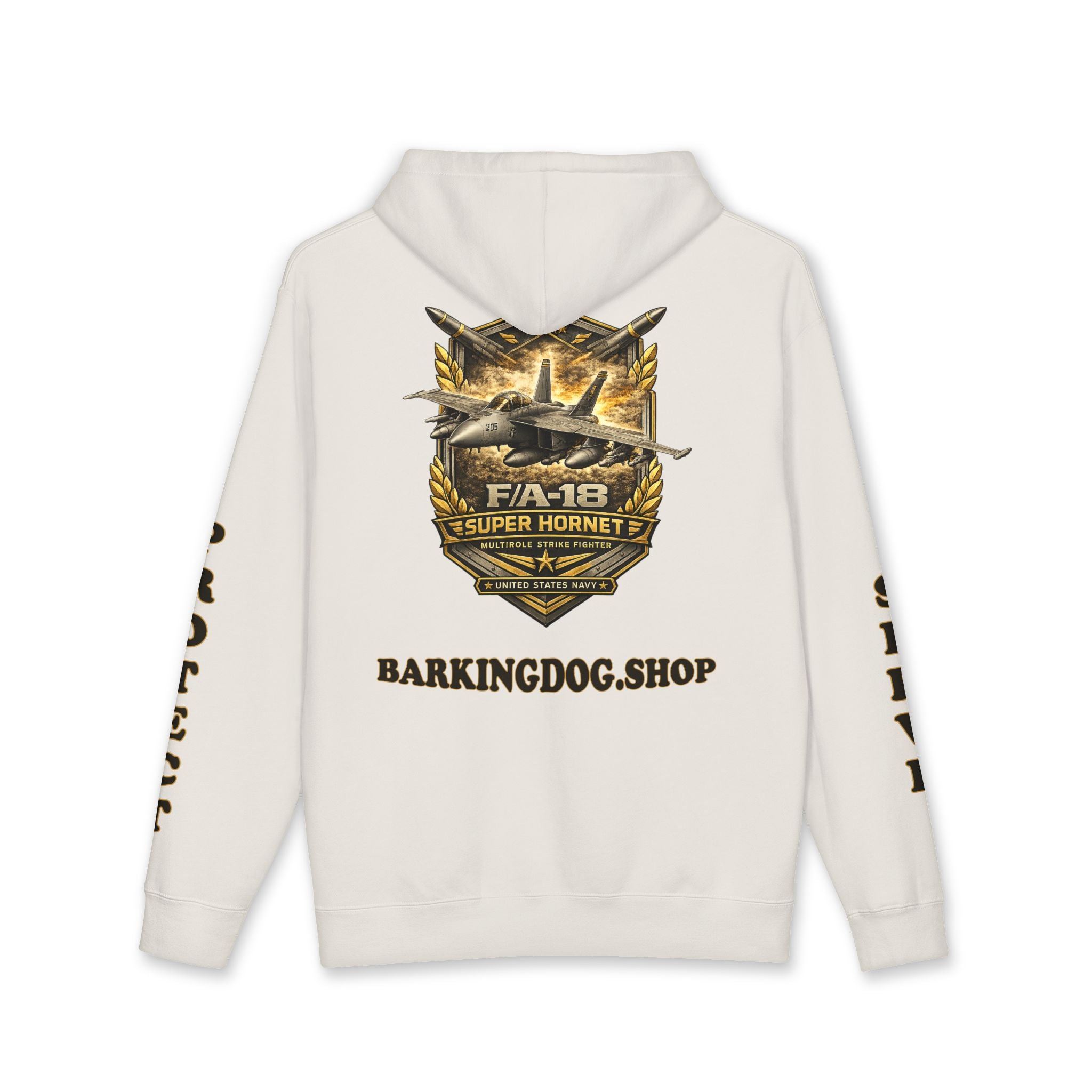 F/A-18 Super Hornet Jet Hoodie — Barking Dog 'Wag On' Military Navy Tribute