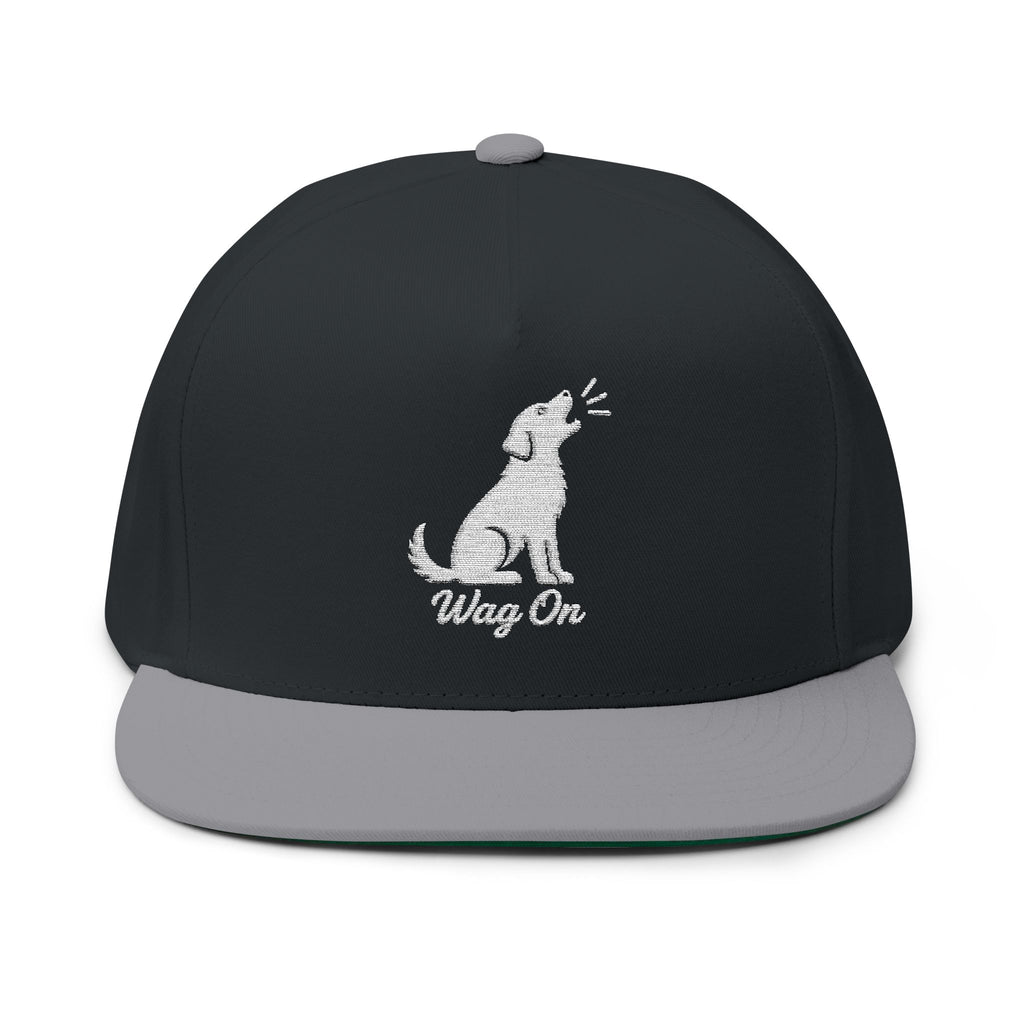 Embroidered Wag On Dog Lovers Flat Bill Cap