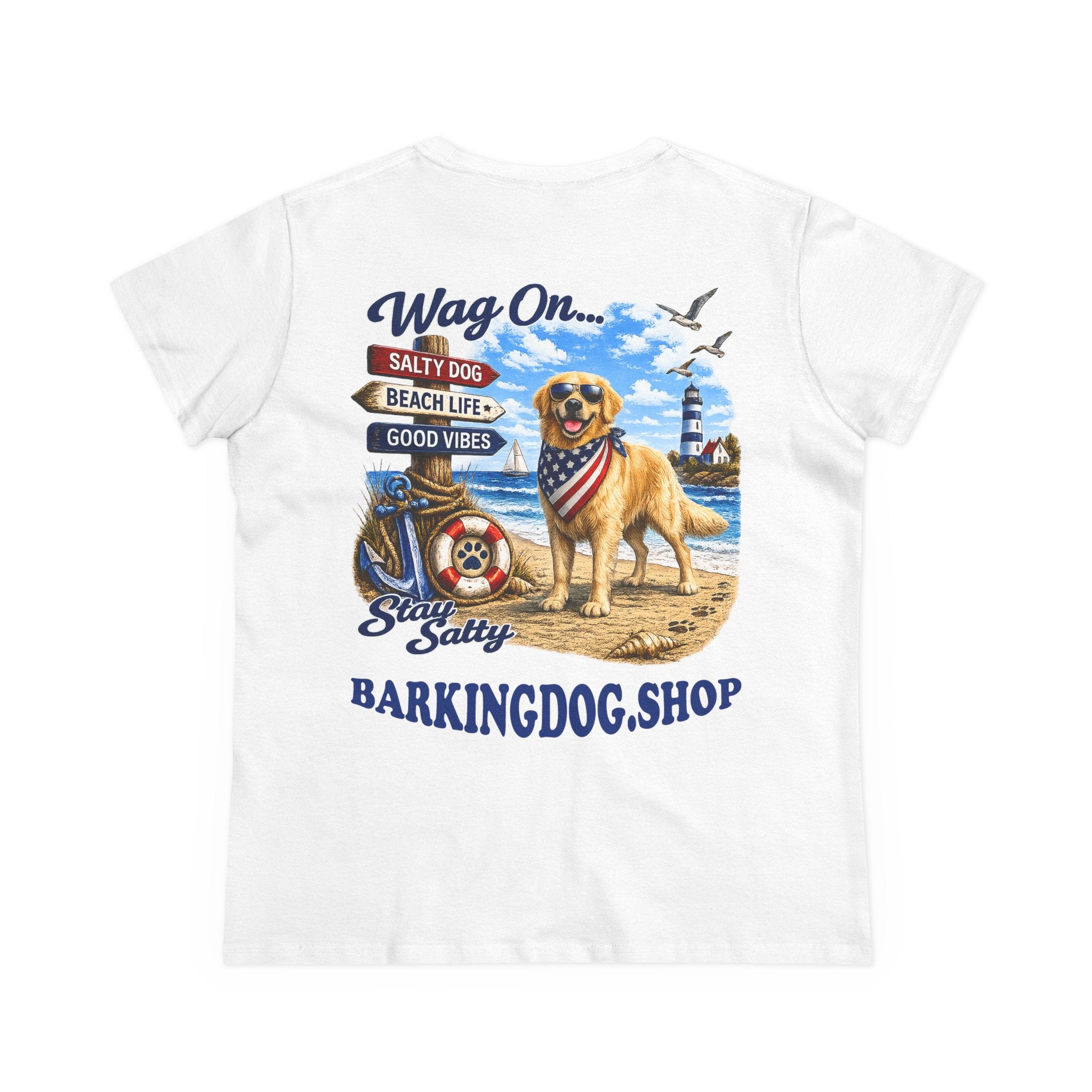 Golden Retriever Dog Beach T Shirt Wag On™ Stay Salty