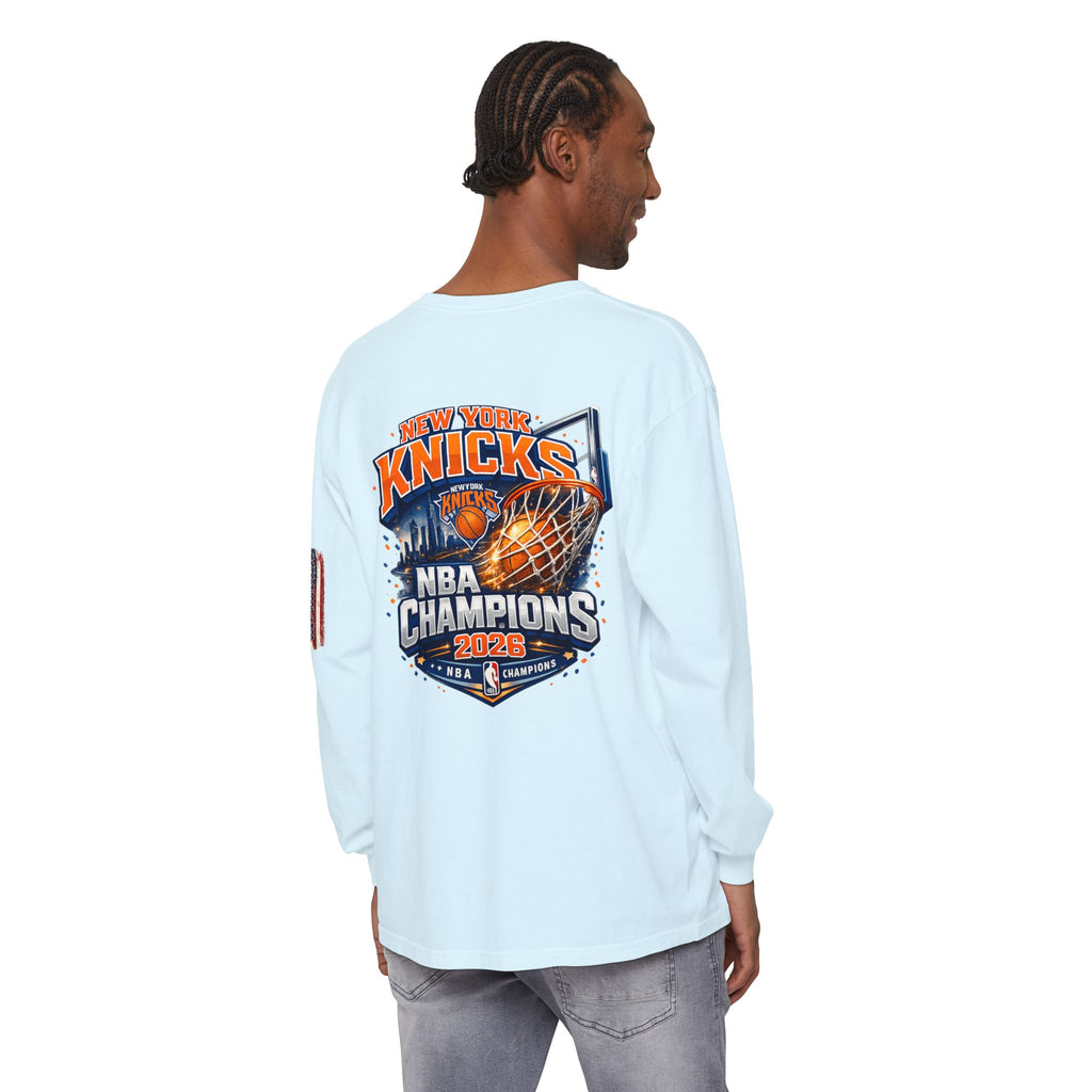New York Knicks 2026 NBA Champions Long Sleeve T‑Shirt — 'Wag On' Dog Logo