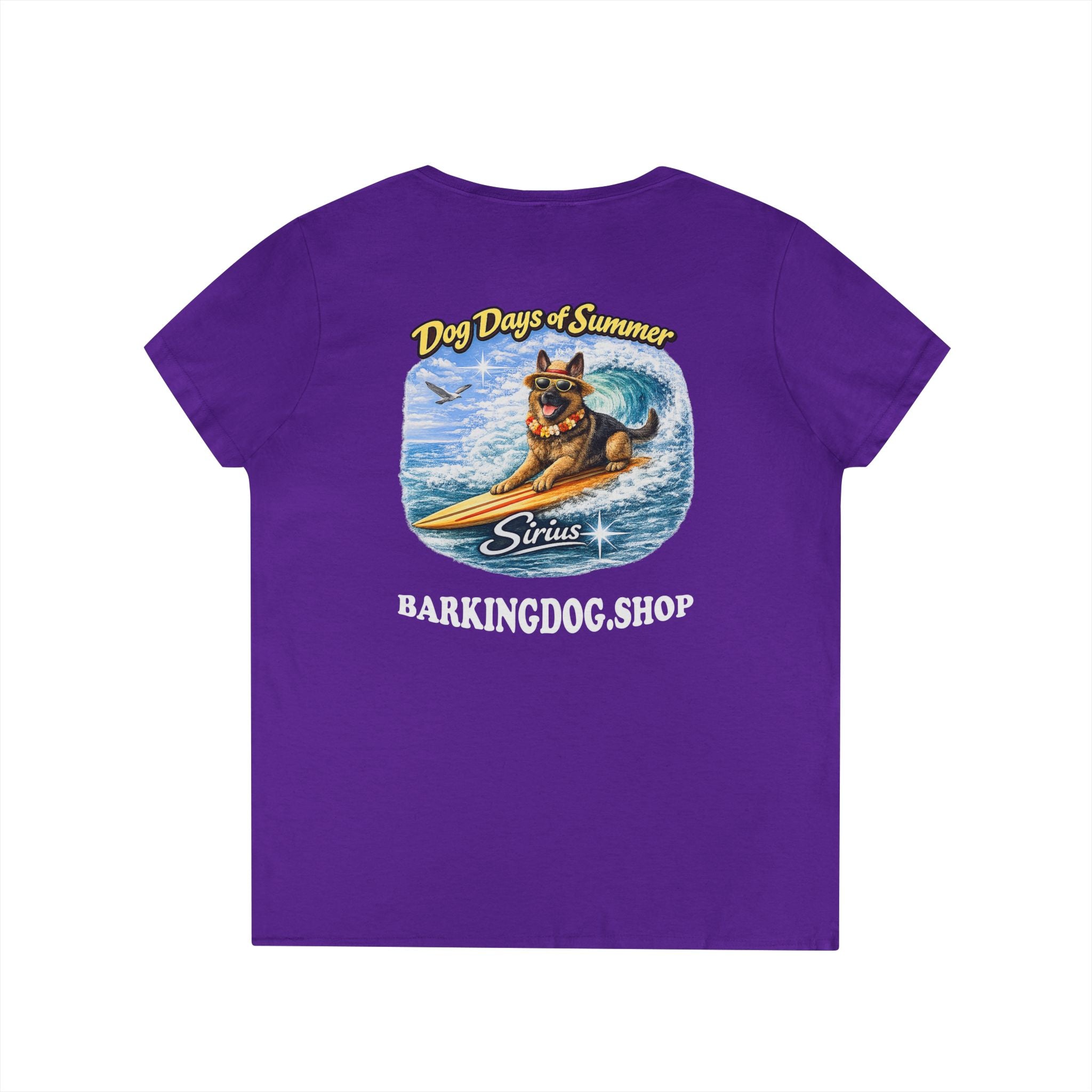German Shepherd Dog Surfboard T-Shirt Wag On™ Dog Days of Summer