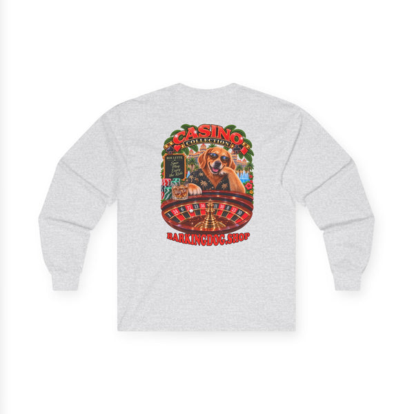 Golden Retriever Roulette Long Sleeve T Shirt Casino Collection Vintage Casino Dog Graphic Tee Wag On BarkingDog Shop