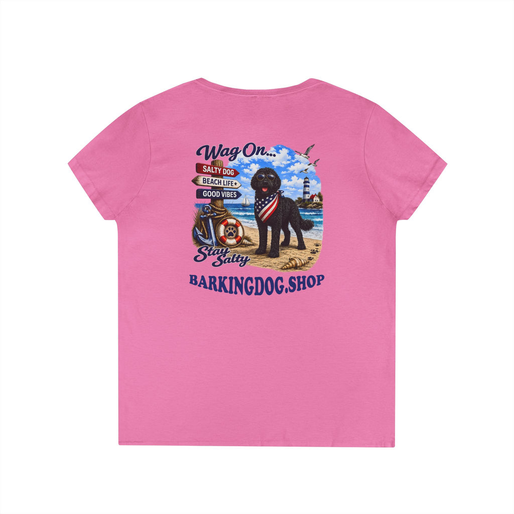 Black Bernedoodle T Shirt Stay Salty Beach Dog Lover Graphic Tee Wag On BarkingDog Shop
