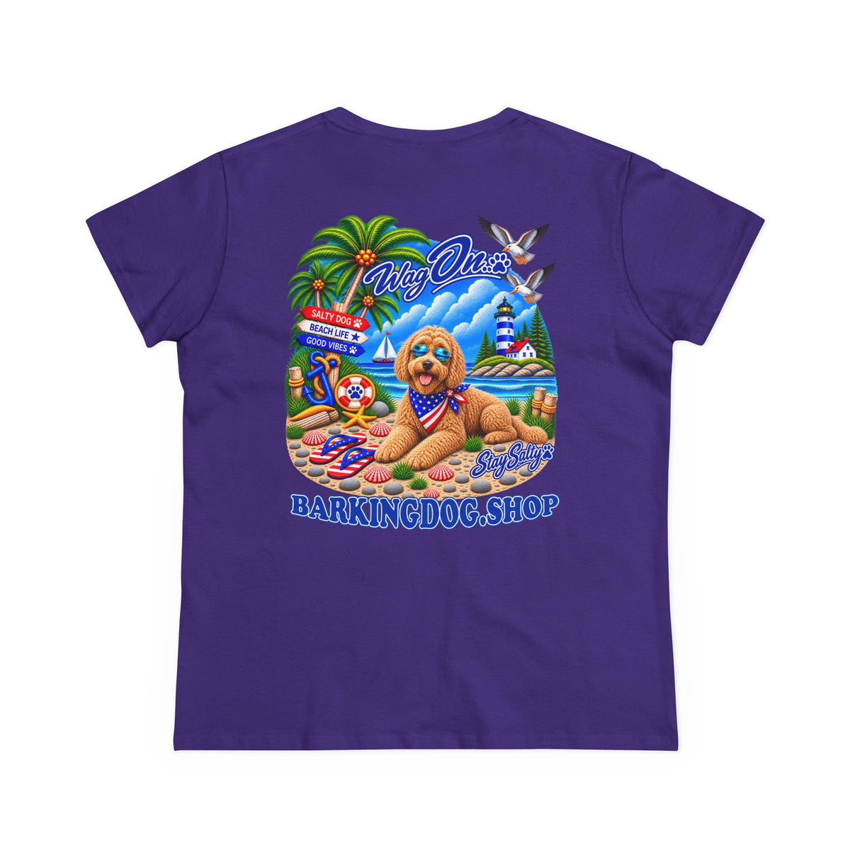 Goldendoodle Stay Salty T Shirt Beach Collection Salty Pup Beach Life Graphic Tee Wag On BarkingDog Shop
