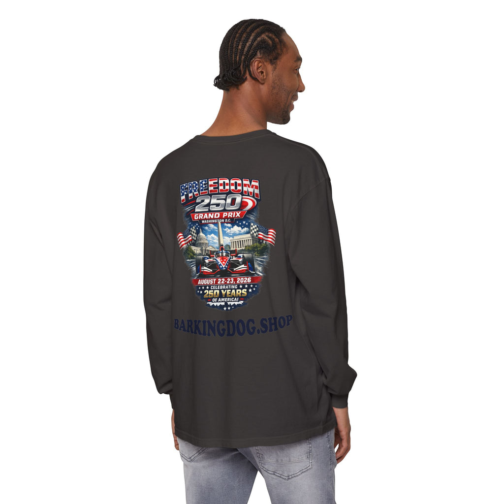 Freedom 250 Grand Prix Long Sleeve T-Shirt — "Wag On" Dog Rally Race Tee