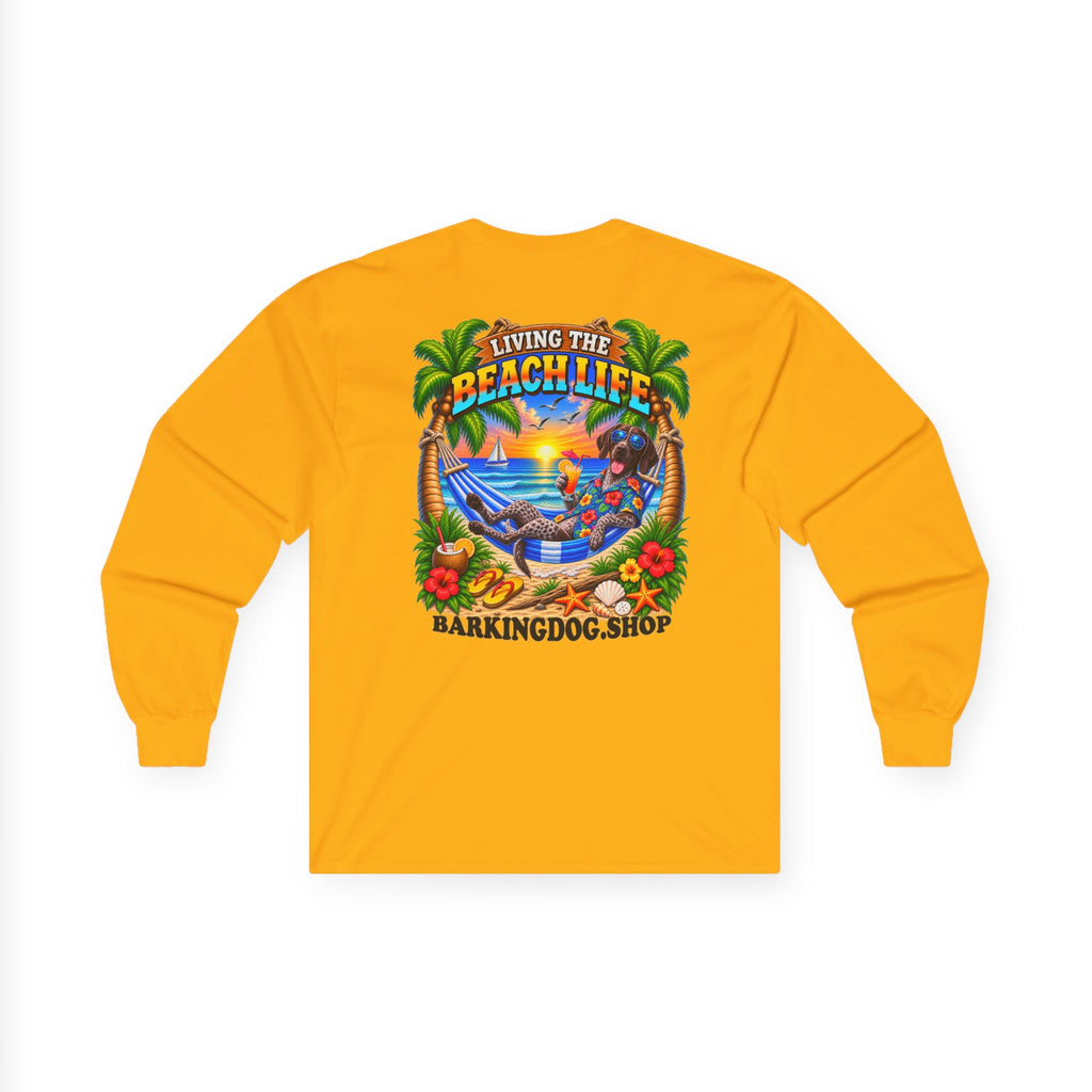 German Shorthaired Pointer Beach Life Canine Long Sleeve T Shirt Beach Collection Hammock Tropical Dog Graphic Tee Wag On BarkingDog Shop
