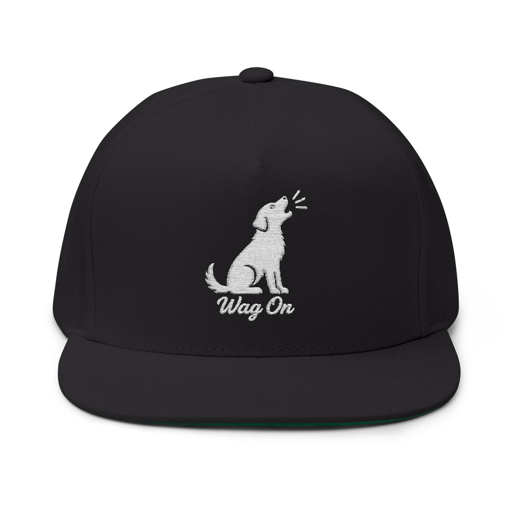 Embroidered Wag On Dog Lovers Flat Bill Cap