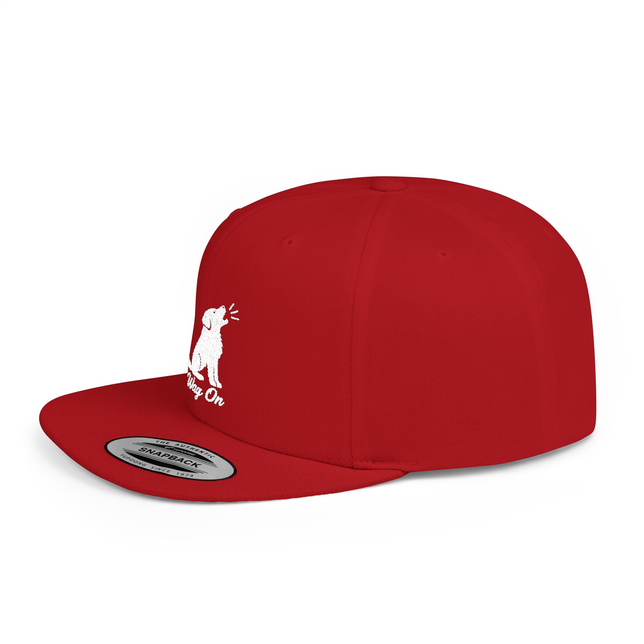Copy of Wag On Snapback Hat — Embroidered Howling Dog Flat Bill Cap
