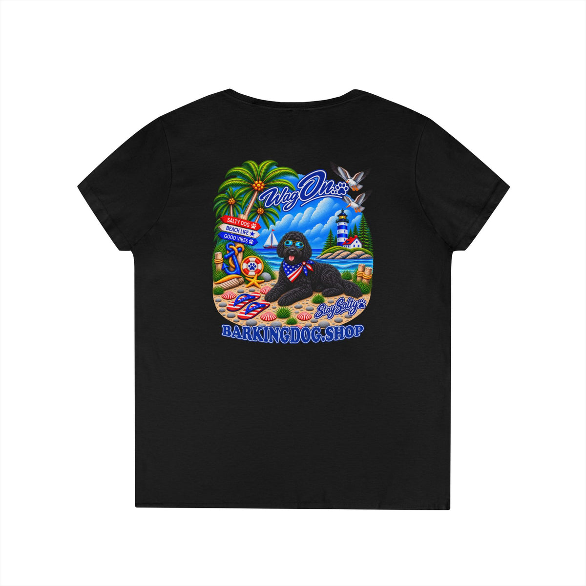 Black Bernedoodle  Stay Salty T Shirt Beach Collection Salty Pup Beach Life Graphic Tee Wag On BarkingDog Shop