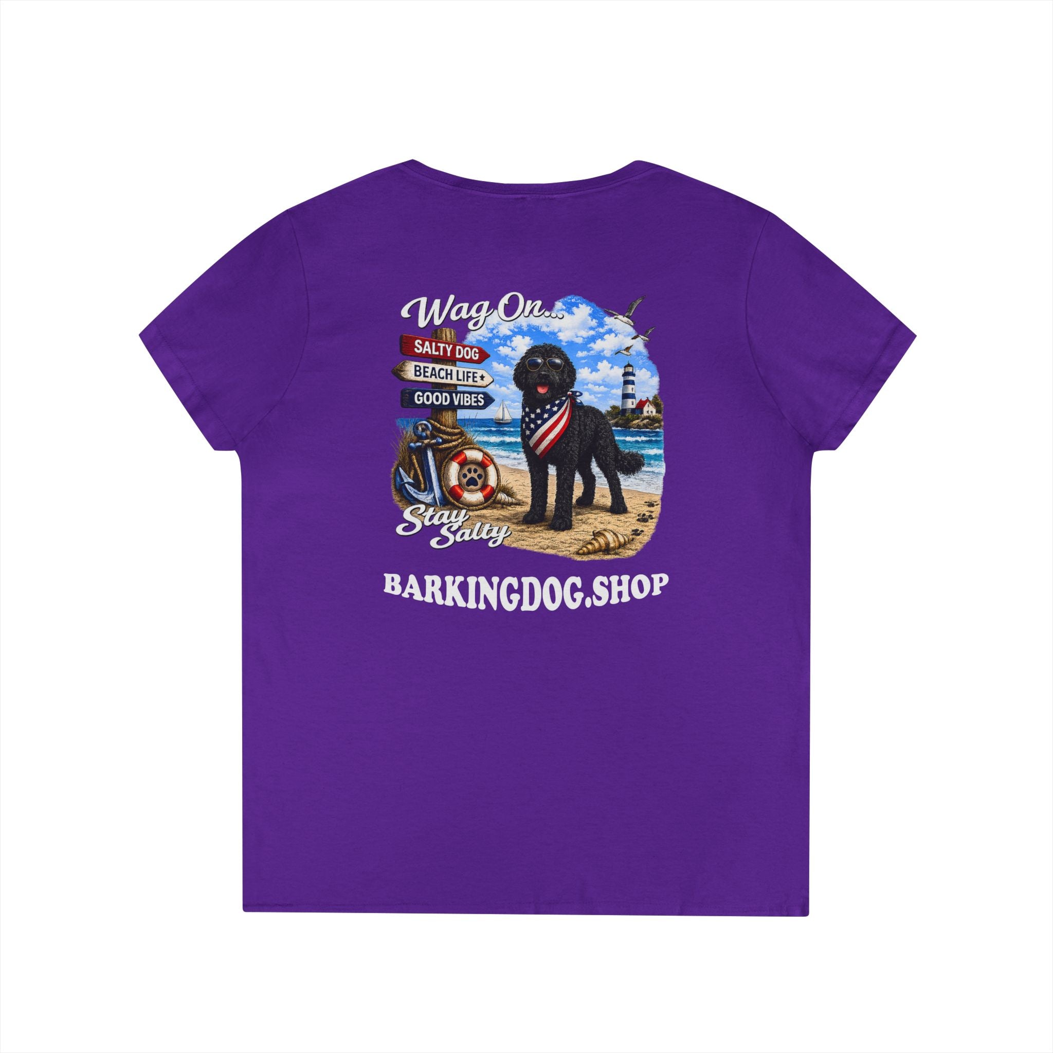 Black Bernedoodle  T Shirt Stay Salty Beach Dog Lover Graphic Tee Wag On BarkingDog Shop