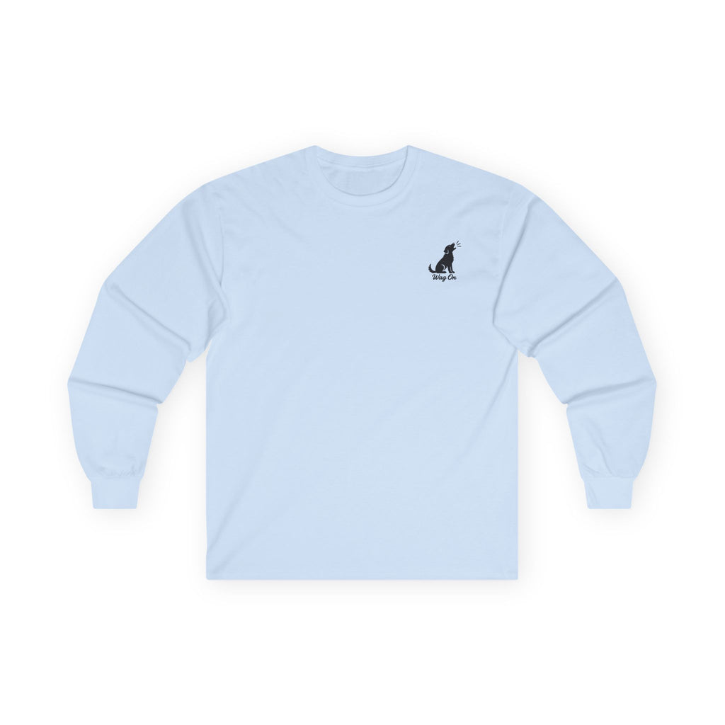 Black Labrador Dog Days of Summer Surfboard Long Sleeve T Shirt Beach Collection Surfing Dog Graphic Tee Wag On BarkingDog Shop