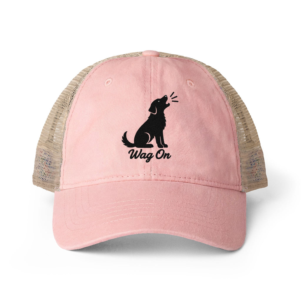 Women's Embroidered Wag On Washed Mesh-Back Cap