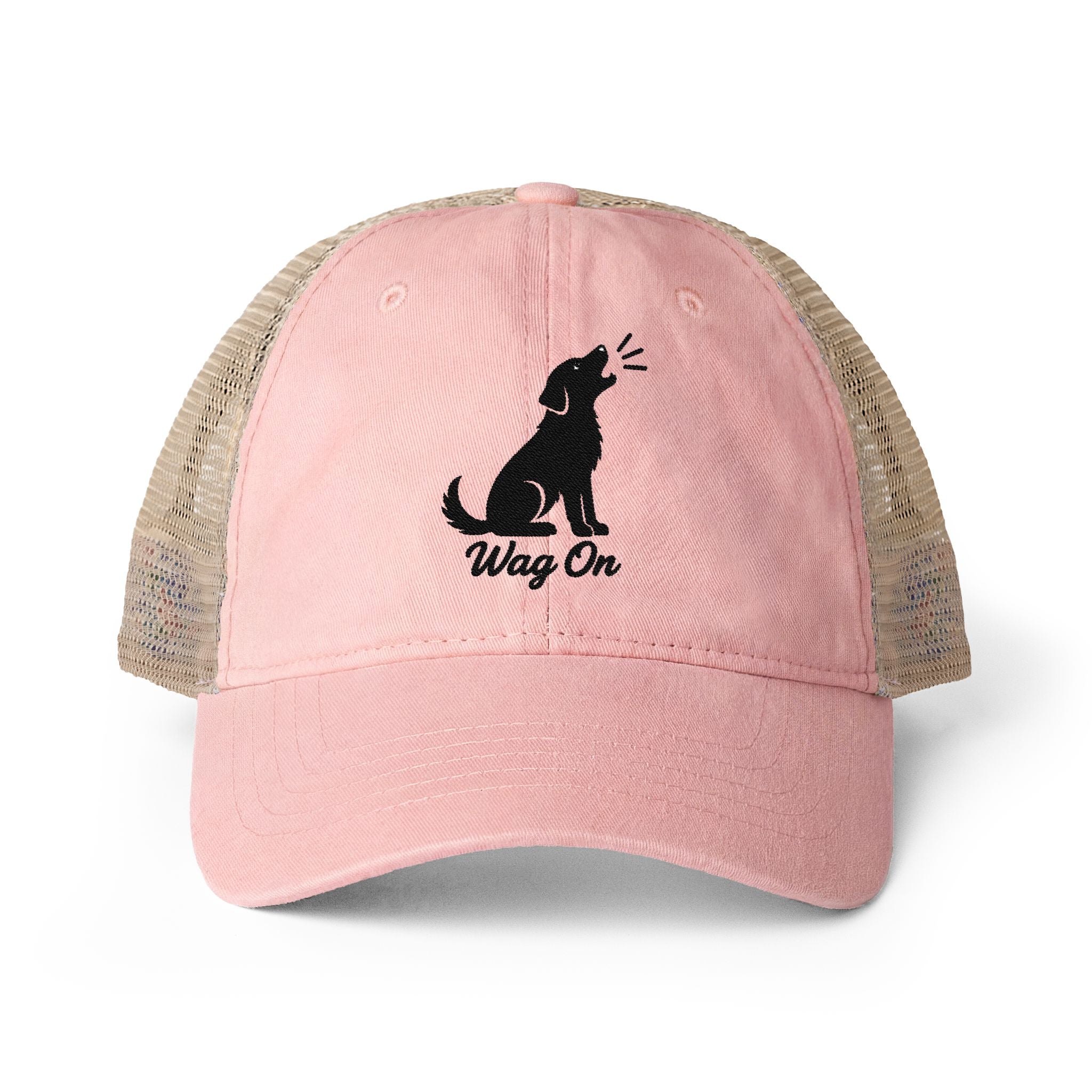 Women's Embroidered Wag On Washed Mesh-Back Cap