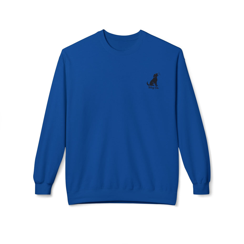 Golden Retriever Mountain Lake Wildlife Woodcut Crewneck Sweatshirt Blue Outdoor Dog Lover Apparel BarkingDog Shop