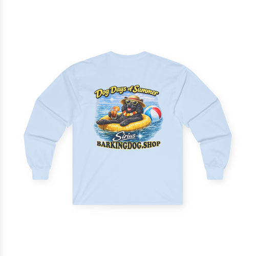 Black Cocker Spaniel Dog Days of Summer Inner Tube Long Sleeve T Shirt Beach Collection Floating Dog Graphic Tee Wag On BarkingDog Shop