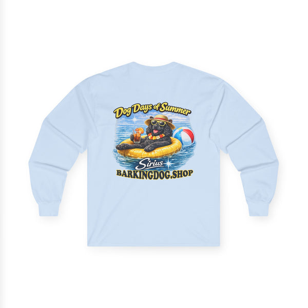 Black Cocker Spaniel Dog Days of Summer Inner Tube Long Sleeve T Shirt Beach Collection Floating Dog Graphic Tee Wag On BarkingDog Shop