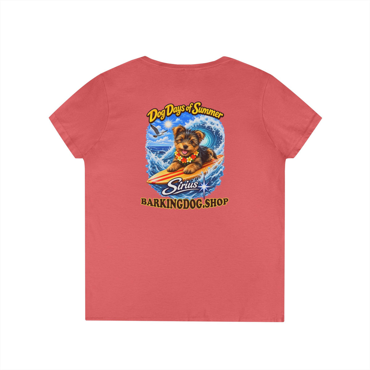 Yorkshire Terrier Surfboard T Shirt Dog Days Of Summer Beach Dog Lover Graphic Tee Wag On BarkingDog Shop
