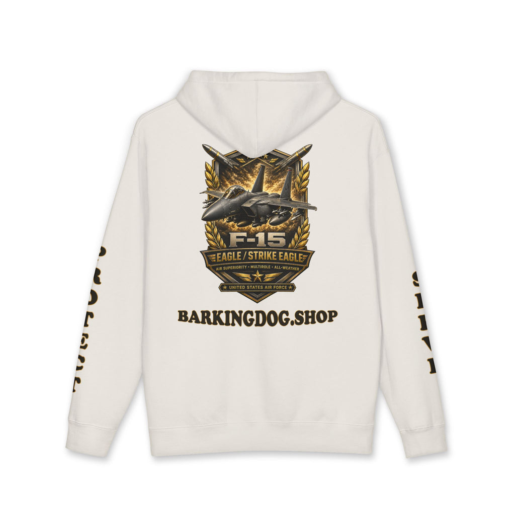 F-15 Strike Eagle Jet Hoodie — Barking Dog 'Wag On' Military Air Force Tribute