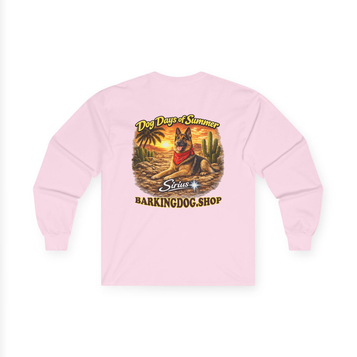 German Shepherd Dog Days of Summer Cactus Long Sleeve T Shirt Beach Collection Summer Dog Graphic Tee Wag On BarkingDog Shop