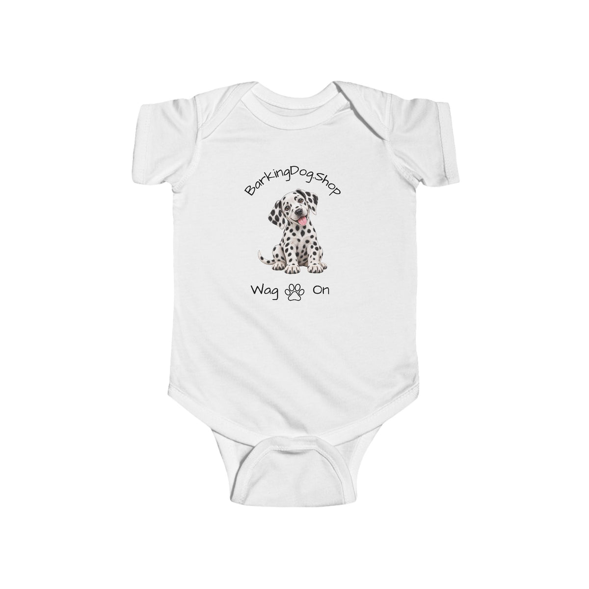 Dalmatian Puppy Infant Bodysuit Babies and Puppies Collection Wag On Baby Onesie BarkingDog Shop