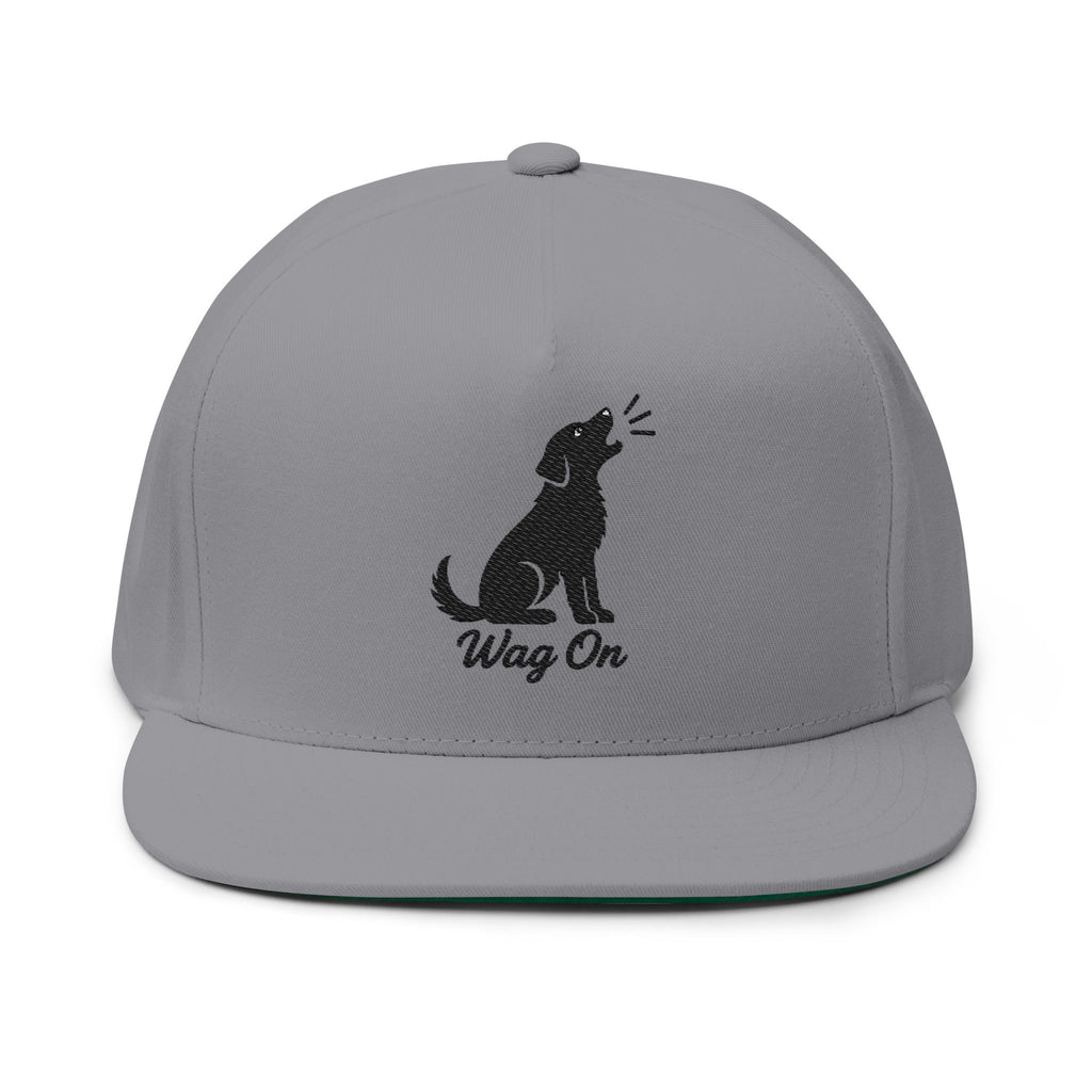 Embroidered Flat Bill Wag On Dog Lovers Cap