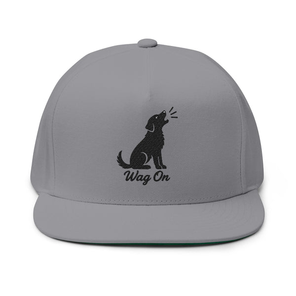 Embroidered Flat Bill Wag On Dog Lovers Cap