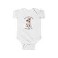 Jack Russell Puppy Infant Bodysuit Babies and Puppies Collection Wag On Baby Onesie BarkingDog Shop