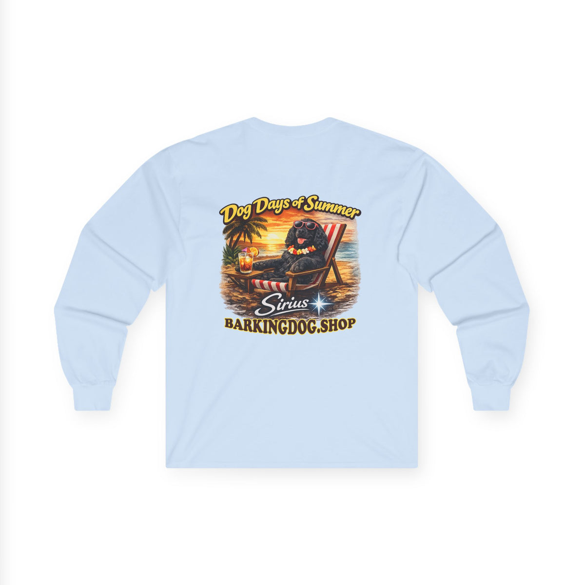 Cocker Spaniel Dog Days of Summer Beach Chair Long Sleeve T Shirt Beach Collection Relaxing Dog Graphic Tee Wag On BarkingDog Shop