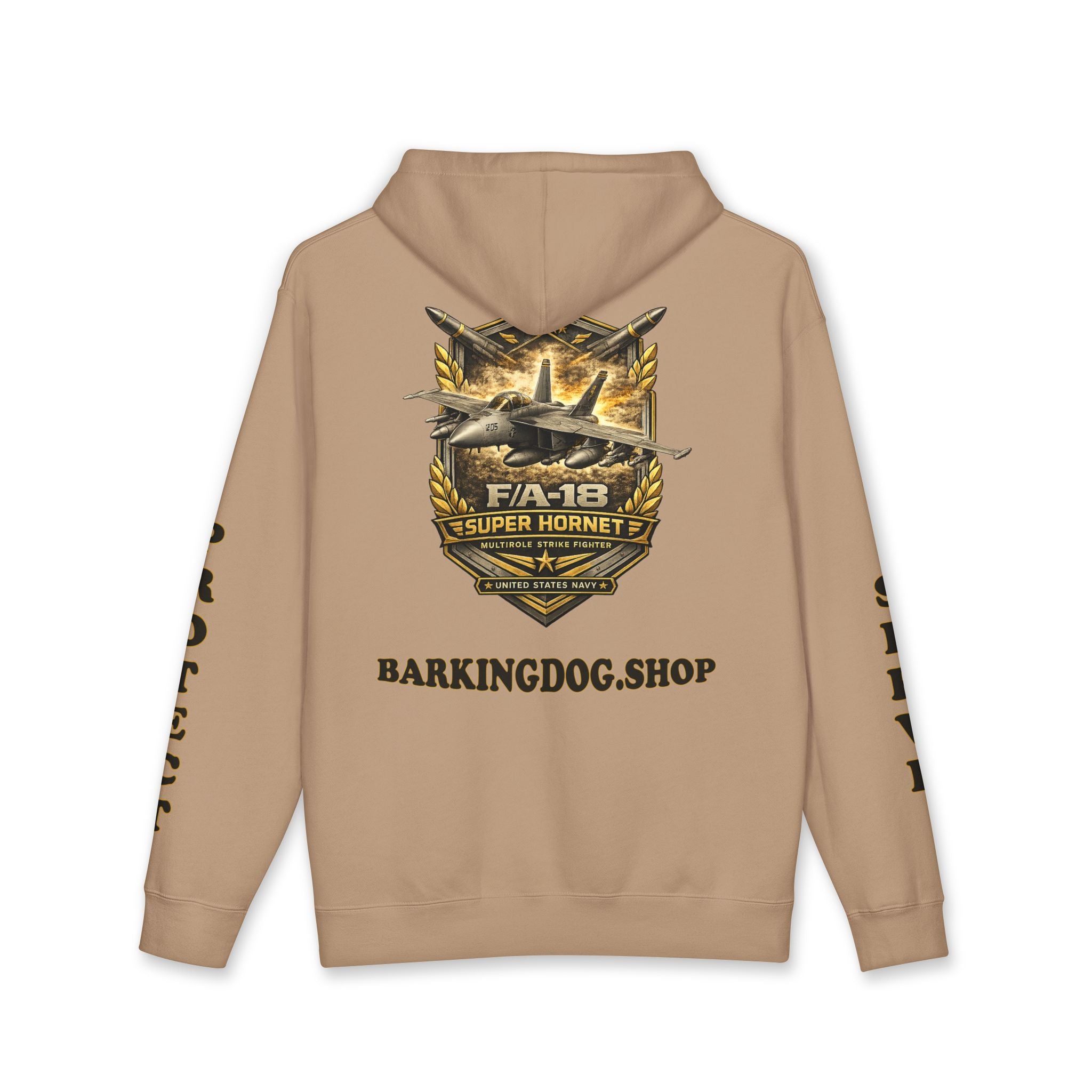 F/A-18 Super Hornet Jet Hoodie — Barking Dog 'Wag On' Military Navy Tribute