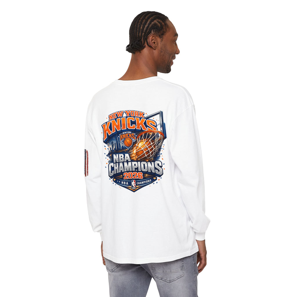 New York Knicks 2026 NBA Champions Long Sleeve T‑Shirt — 'Wag On' Dog Logo