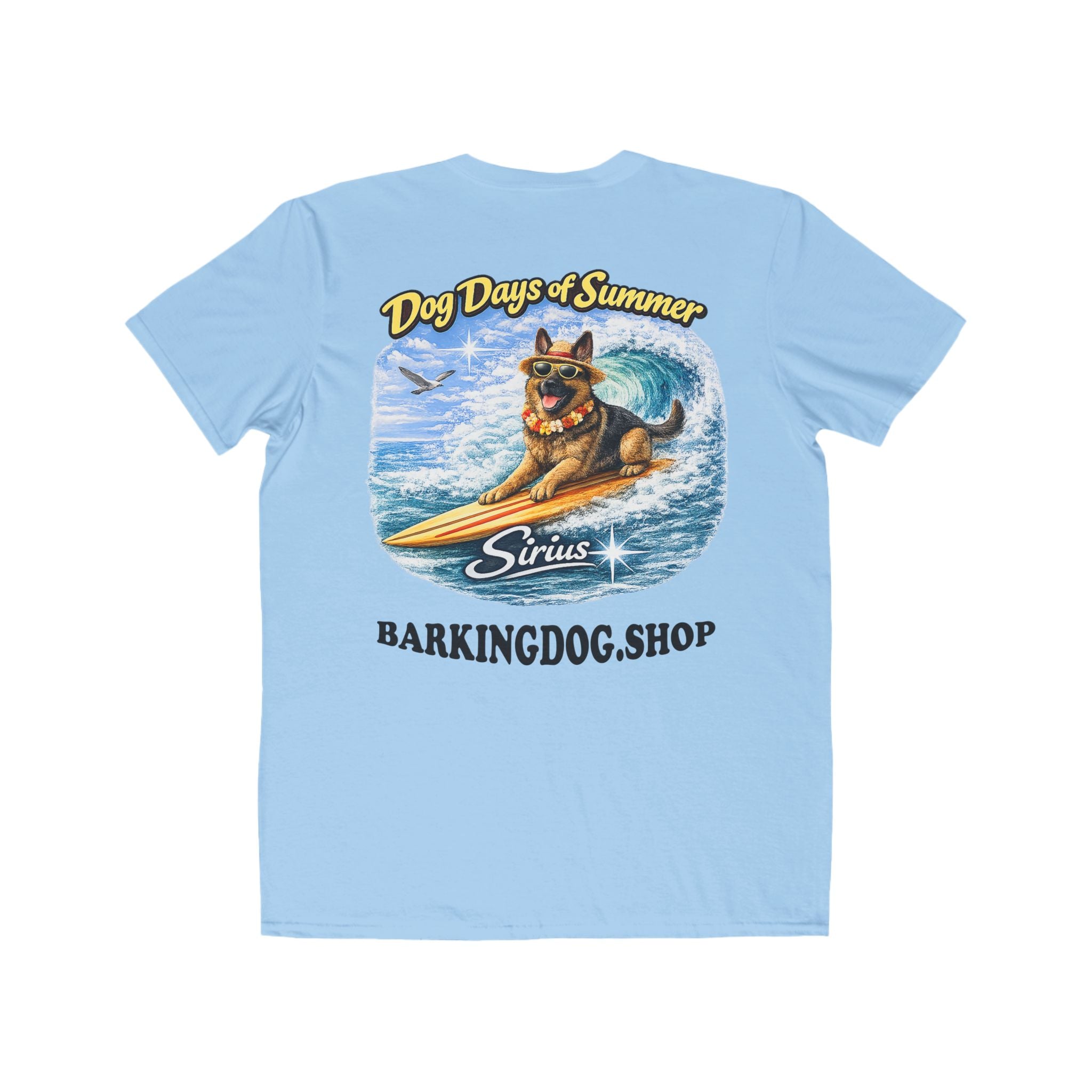 German Shepherd Surfboard T-Shirt Wag On™ Dog Days of Summer