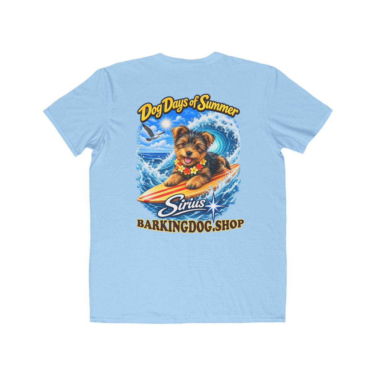 Yorkshire Terrier Surfboard T Shirt Dog Days Of Summer Beach Dog Lover Graphic Tee Wag On BarkingDog Shop