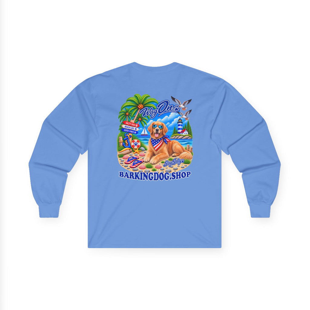 Golden Retriever Stay Salty Pup Long Sleeve T Shirt Beach Collection Coastal Dog Graphic Tee Wag On BarkingDog Shop